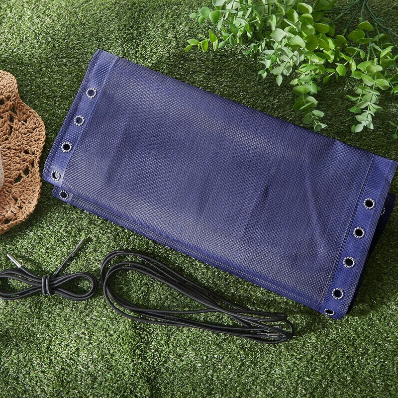 Queekay Chair Replacement Fabric with 4 Bungee Cord Lounge Chair Cloth Mesh Repair Kit for Patio Recliner Outdoor Lawn Pool(63 x 21 Inch,Blue) - Image 2